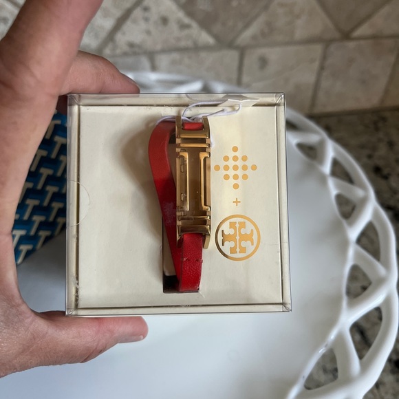 NWT Tory Burch Orange Leather Double Wrap Bracelet or Fitbit Strap - Picture 7 of 11